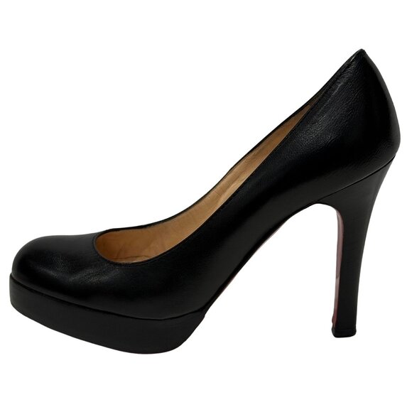 Christian Louboutin black patent Round Toe platform pump 6.5/36.5 - Picture 1 of 5
